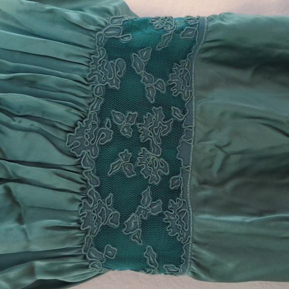 Betsey Johnson Silk Teal Lace Trim Dress - Picture 3 of 10